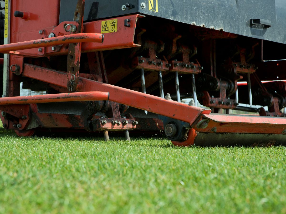 Lawn Aeration on a North Georgia lawn